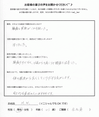 Ｍ．Ｗ様     43歳/会社員     症状 発熱が１か月続いた・頭痛